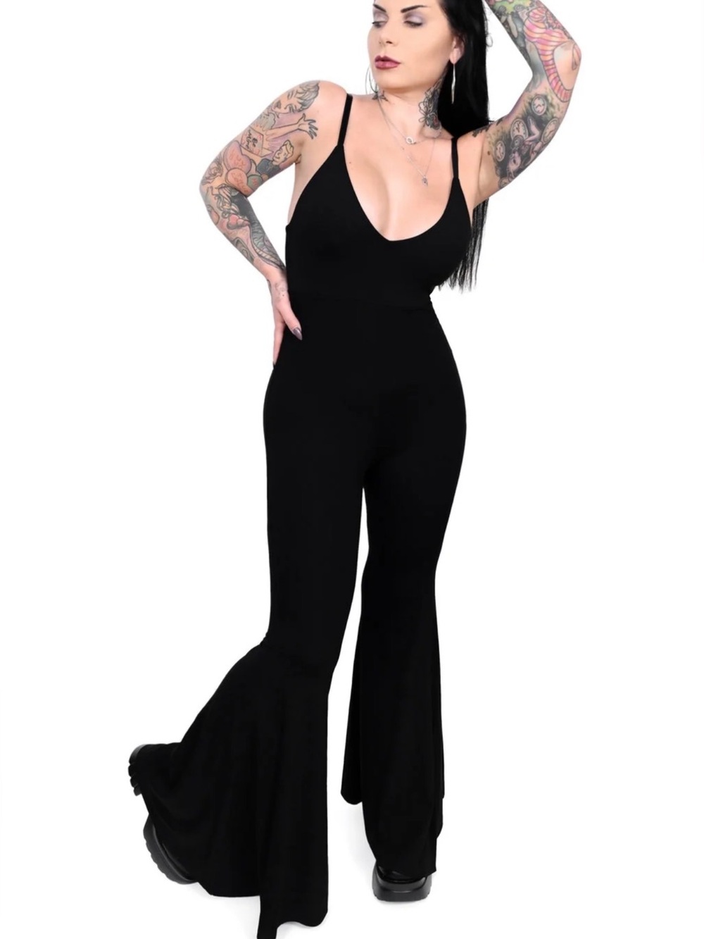 Foxblood mega flare jumpsuit